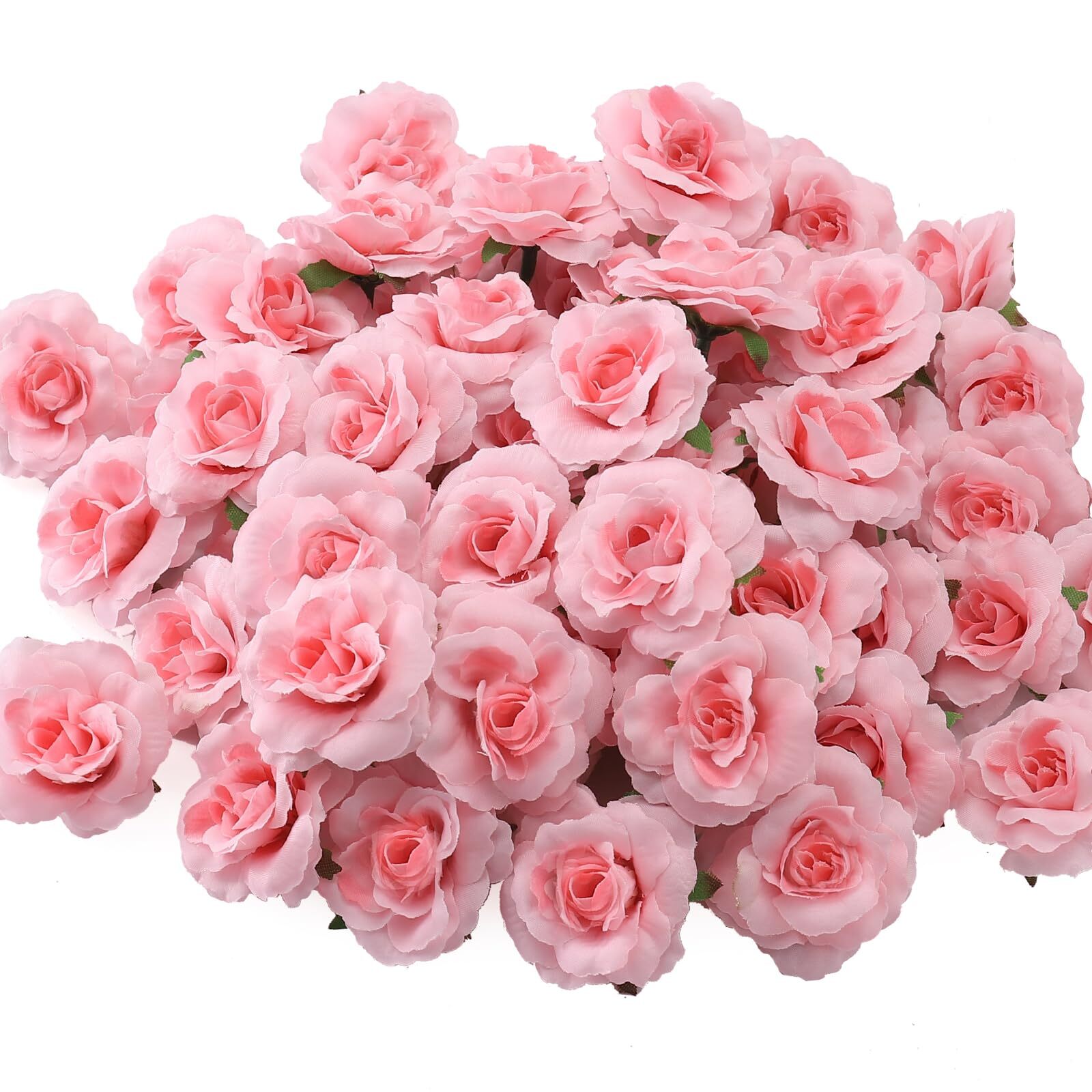100 Pcs Mini Pink Roses 1.9″ Silk Flowers Wedding Centerpiece DIY Crafts