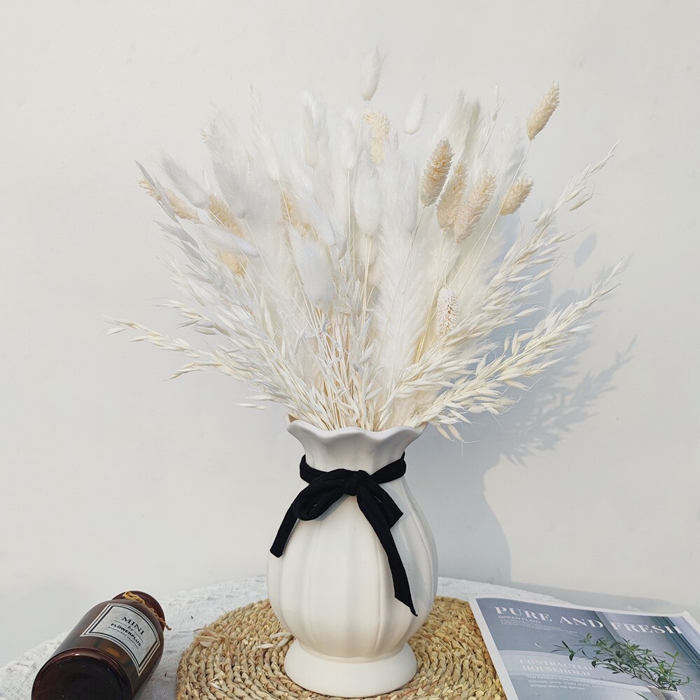 75 Pcs Dried White Pampas Grass 17″ Decor for DIY Flower Arrangements #20