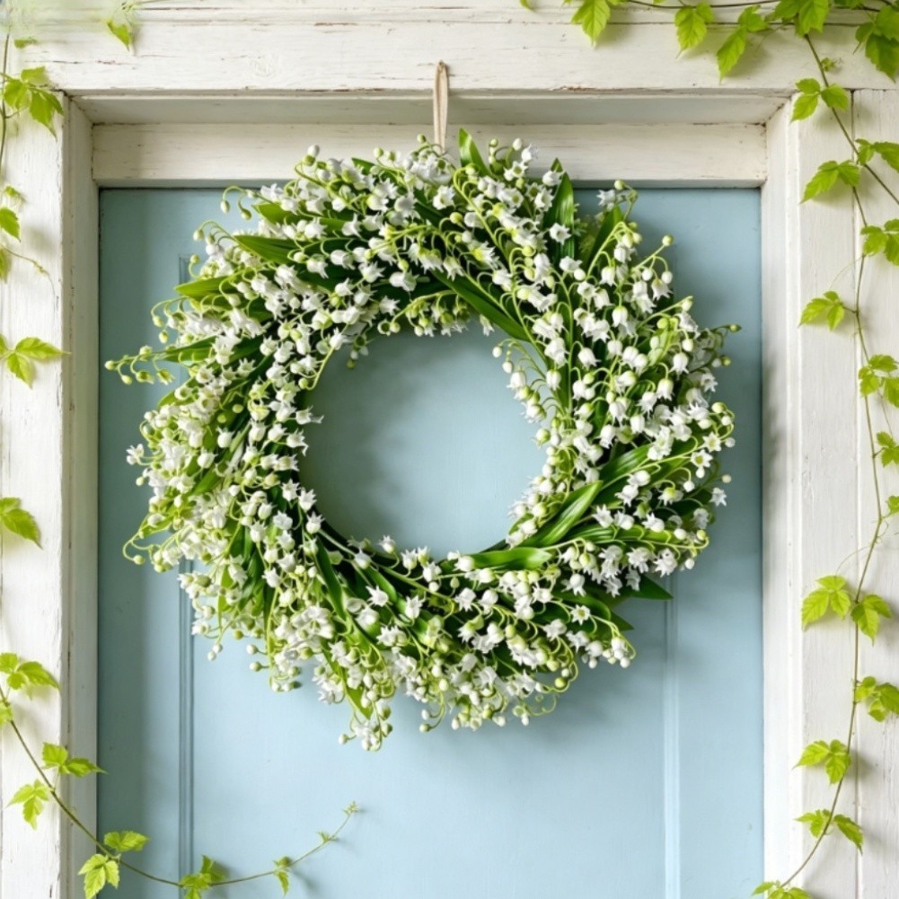 35cm 40cm Handmade Style Lily of the Valley Wreath with Berries Plastic Decor