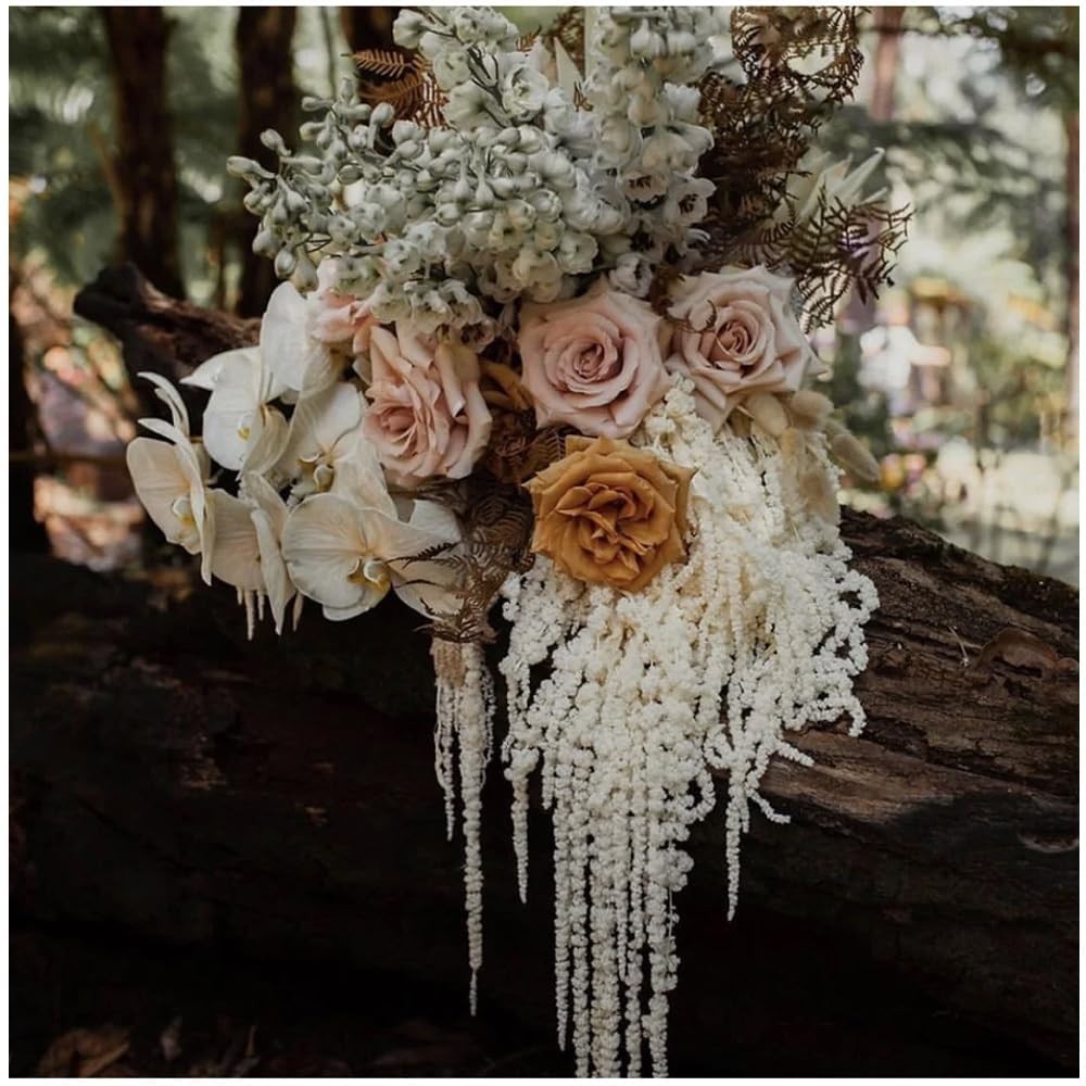 5Pcs Dried Preserved Amaranthus Hanging Flowers 35 Inches White Wisteria Vine…