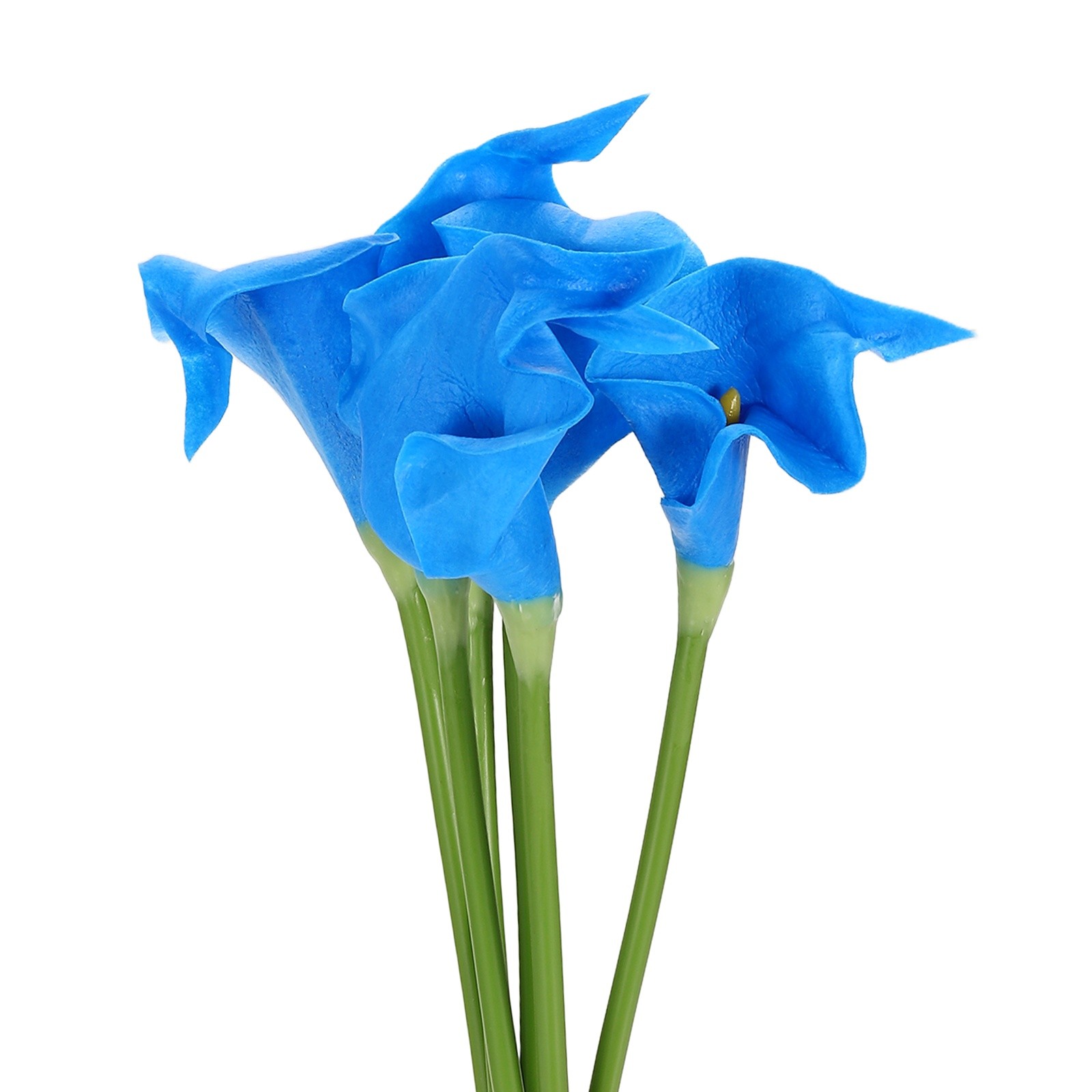 6 Pcs 13 Inch Artificial Calla Lily Fake Flowers Real Touch, Blue/Yellow