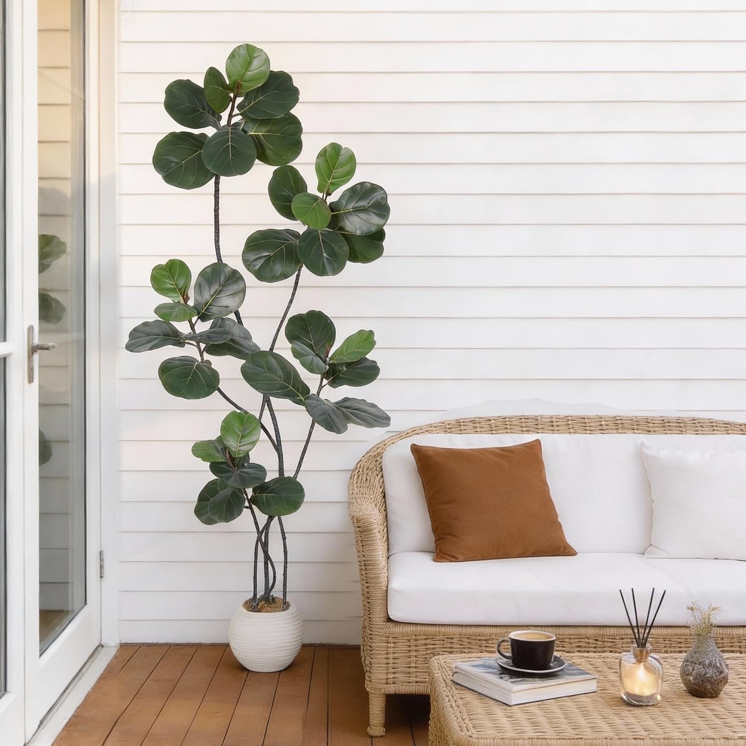 Garvee Faux Fiddle Leaf Tree Artificial Plant,Rubber Leaves with Bendable Boughs