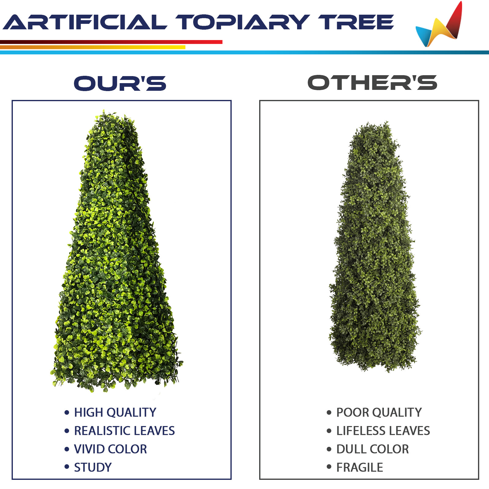 25.6” Artificial Topiary Tree Faux Boxwood Tower Home Garden In/Outdoor Decor