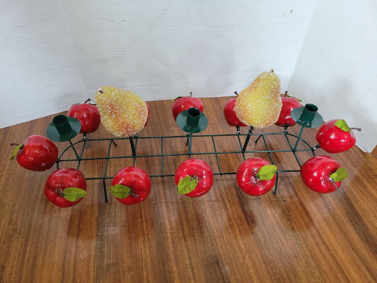 Faux Fruit Apples And Pairs Large Oblong Floral Arrangement Form With 3…