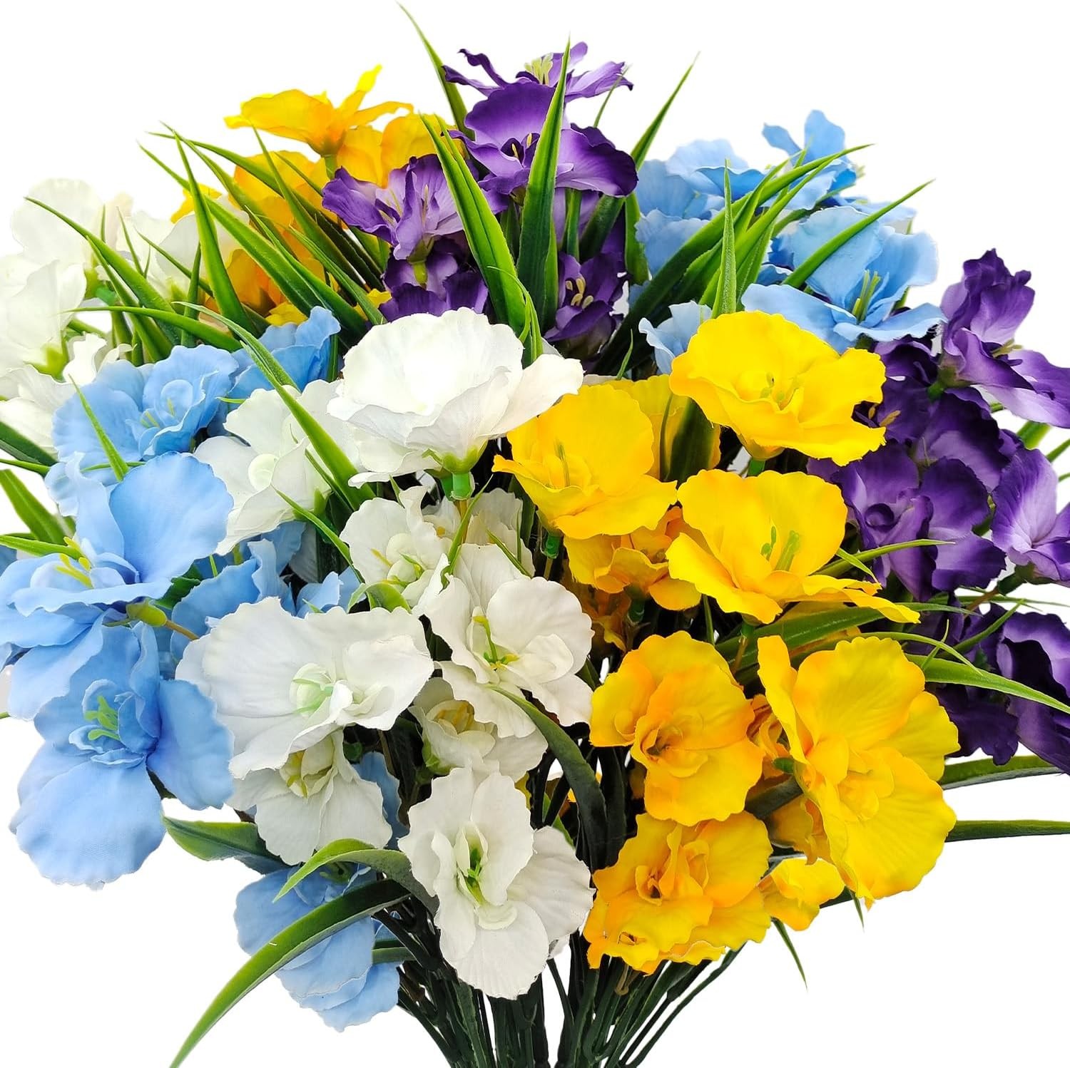 8 Bundles Artificial Hibiscus Flowers Outdoor Faux UV Resistant Fake Silk Plants