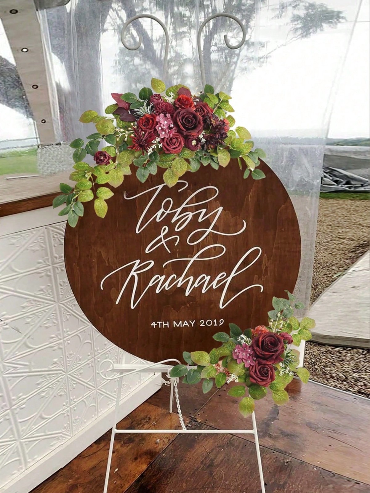 2PCS Artificial Floral Swag Wedding Arch Flowers Faux Rose Garland GreeneryDecor