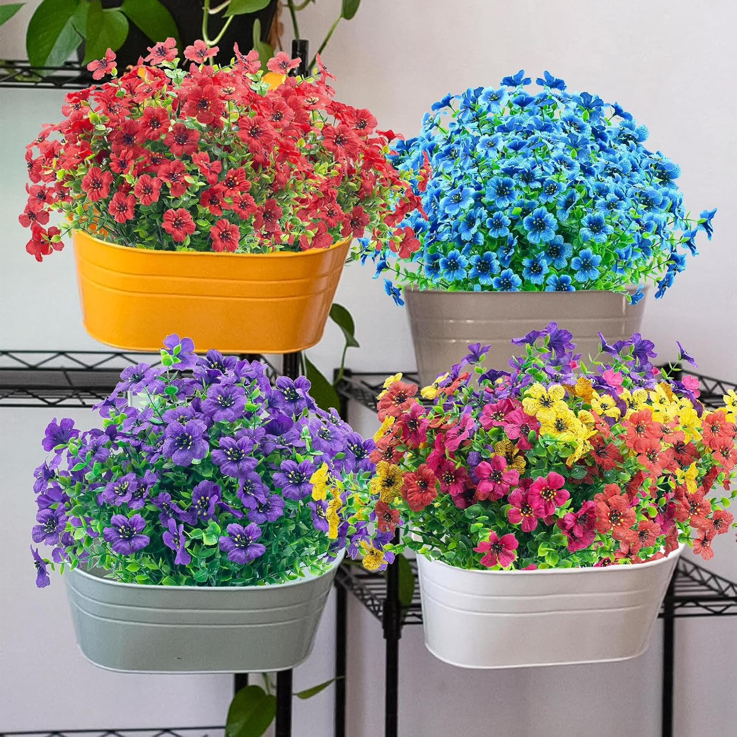 20 Bundles UV Resistant Red Fake Flowers for Indoor & Outdoor Decor