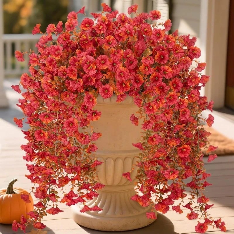 UV Resistant Faux Silk Morning Glory Hanging Flowers for Outdoor Decor