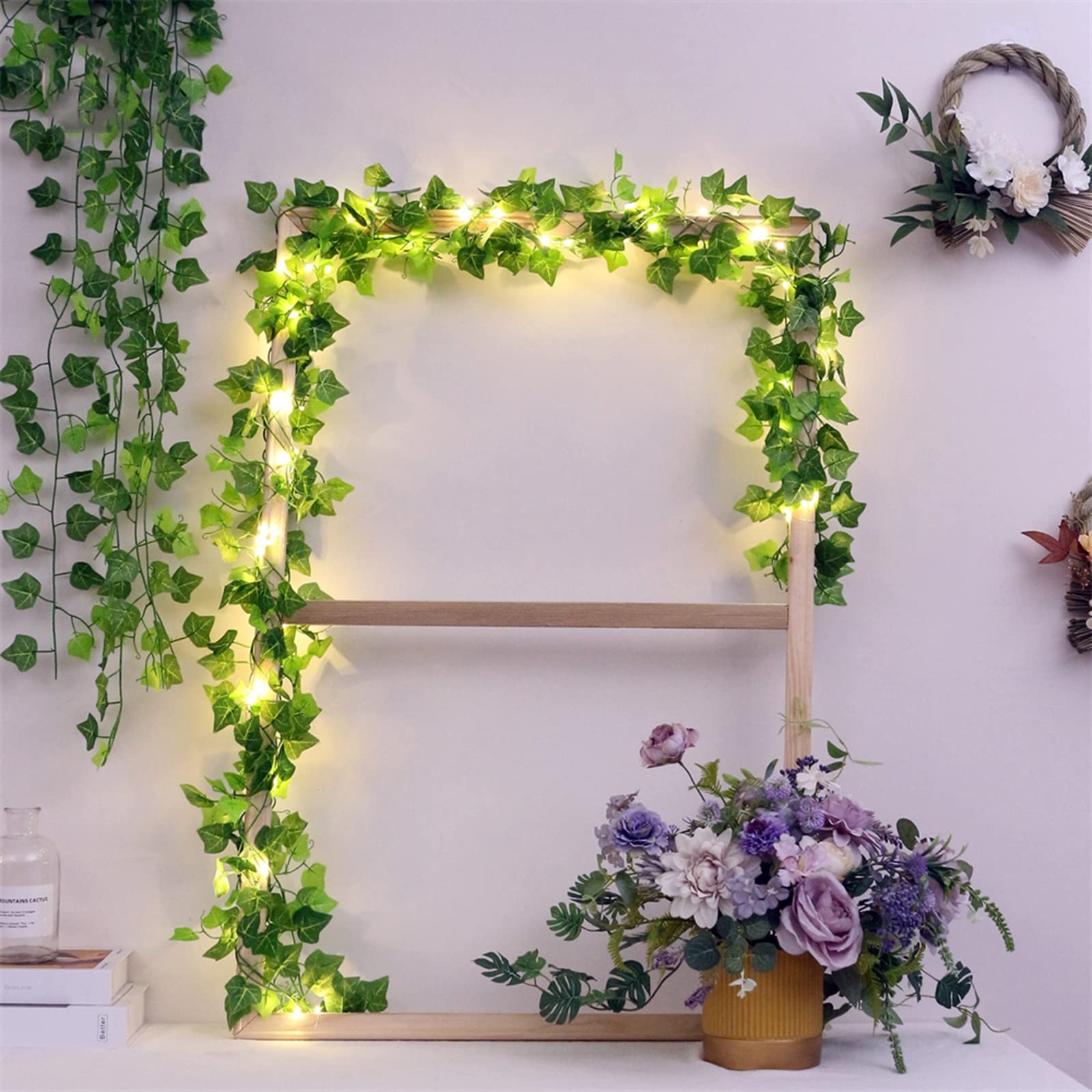 12 Packs Artificial Ivy, 84FT Garland Hanging Plants Fake Vines with 200 LED …