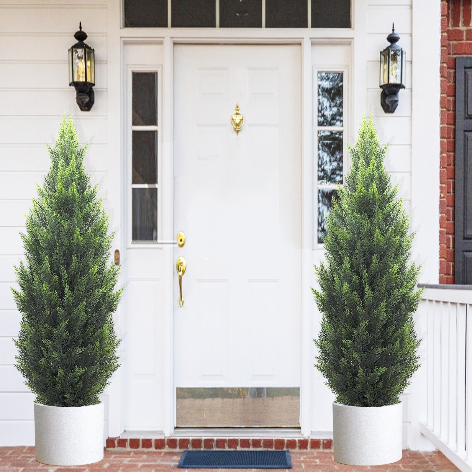 120cm Artificial Cypress Tree with White Decorative Planter for IndoorHome Decor