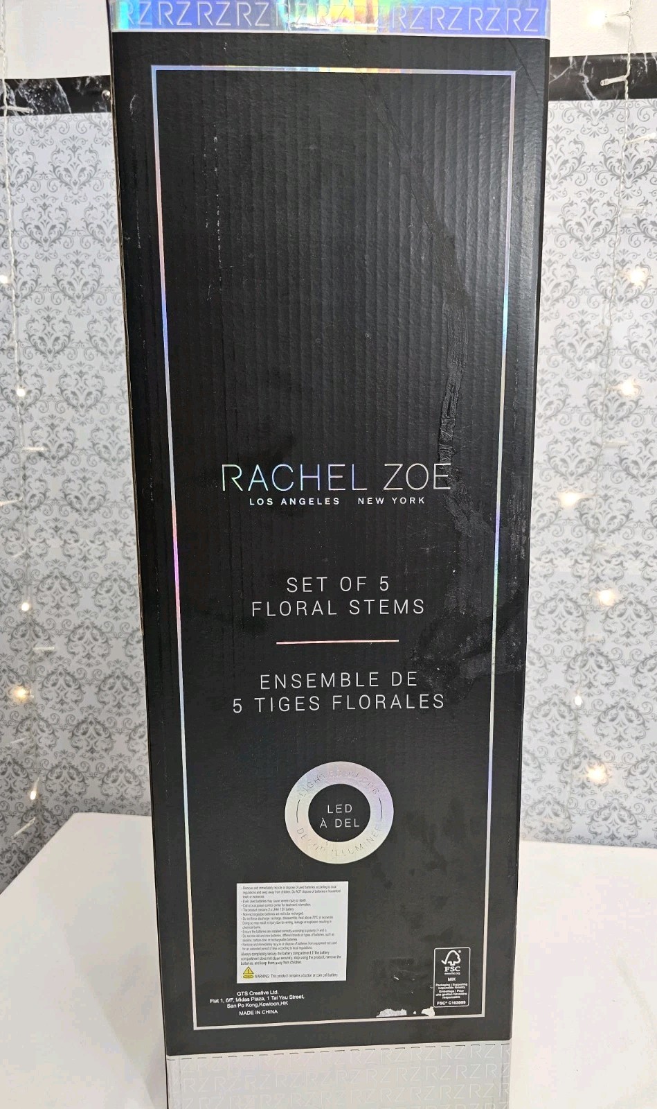 Rachel Zoe Decor Flower Set Of 5 With Led Floral Stems New In Box