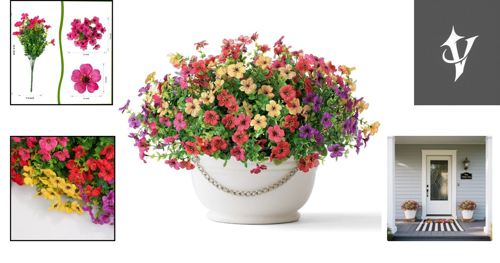 6 Piece Faux Daisy & Eucalyptus Flower Bundles for Indoor & Outdoor Elegance