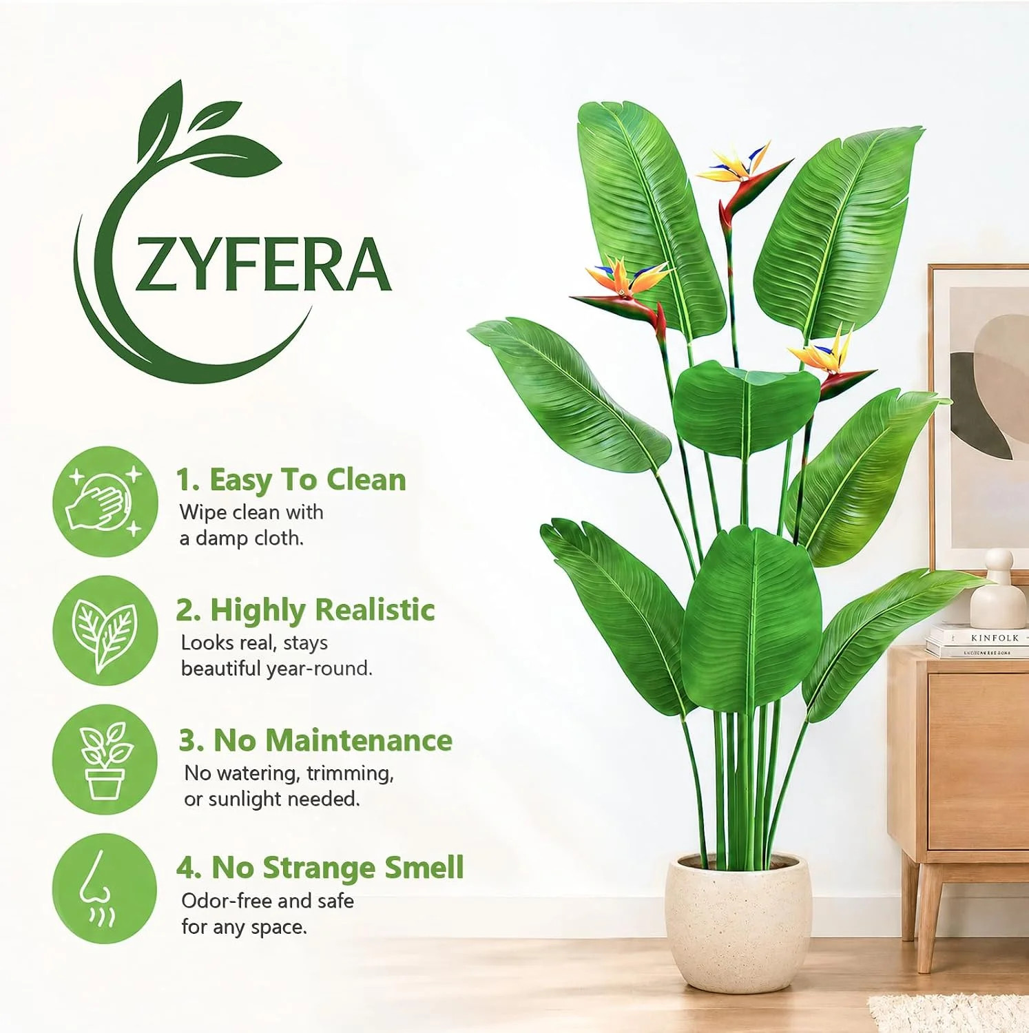 5FT Artificial Bird of Paradise Plant with Flowers, Tall Tropical Fake Plant Ind