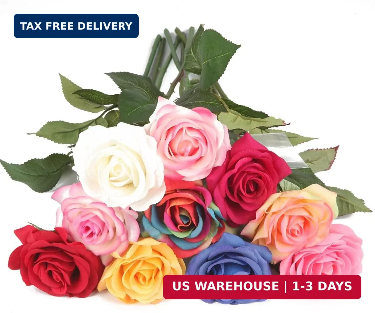 Red Rose Artificial Flowers, 1Pc 17″ Single Red Rose for Valentine’s Mother’s Da