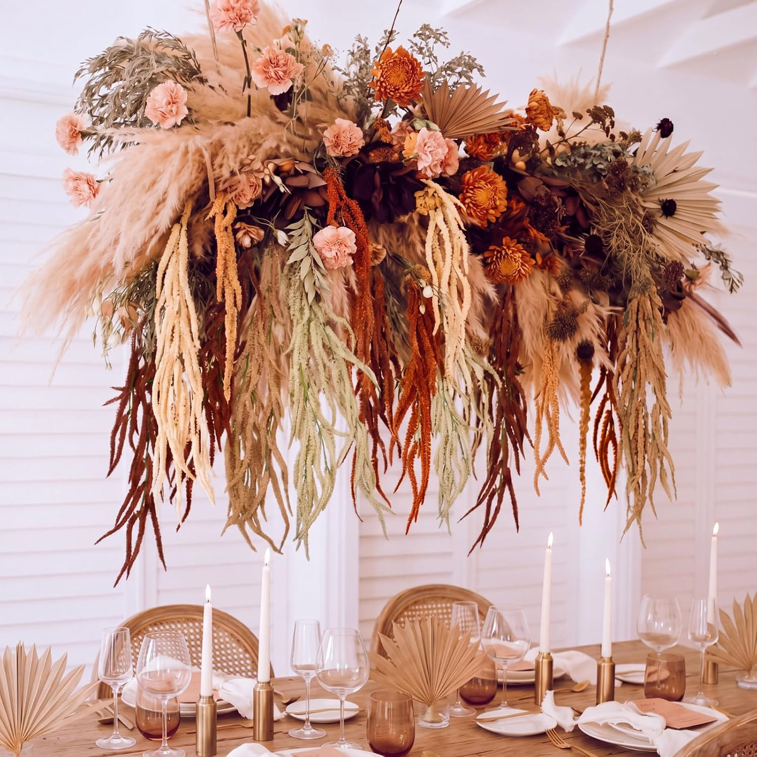 12 Pcs Boho Amaranthus Faux Flowers for Wedding, Home Decor, Floral Garland