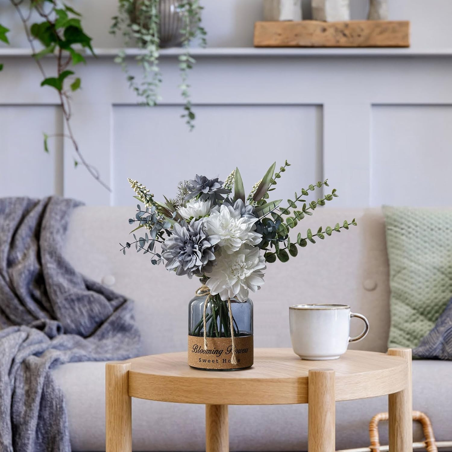 Elegant Faux Flower Centerpieces for Dining and Coffee Tables in Vase