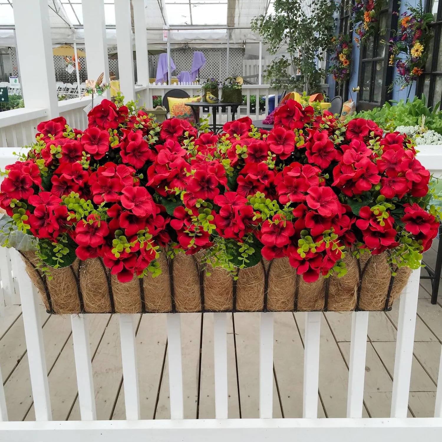 Artificial Geranium Flowers for Outdoor Decoration, 6 Bundles UV Resistant Silk