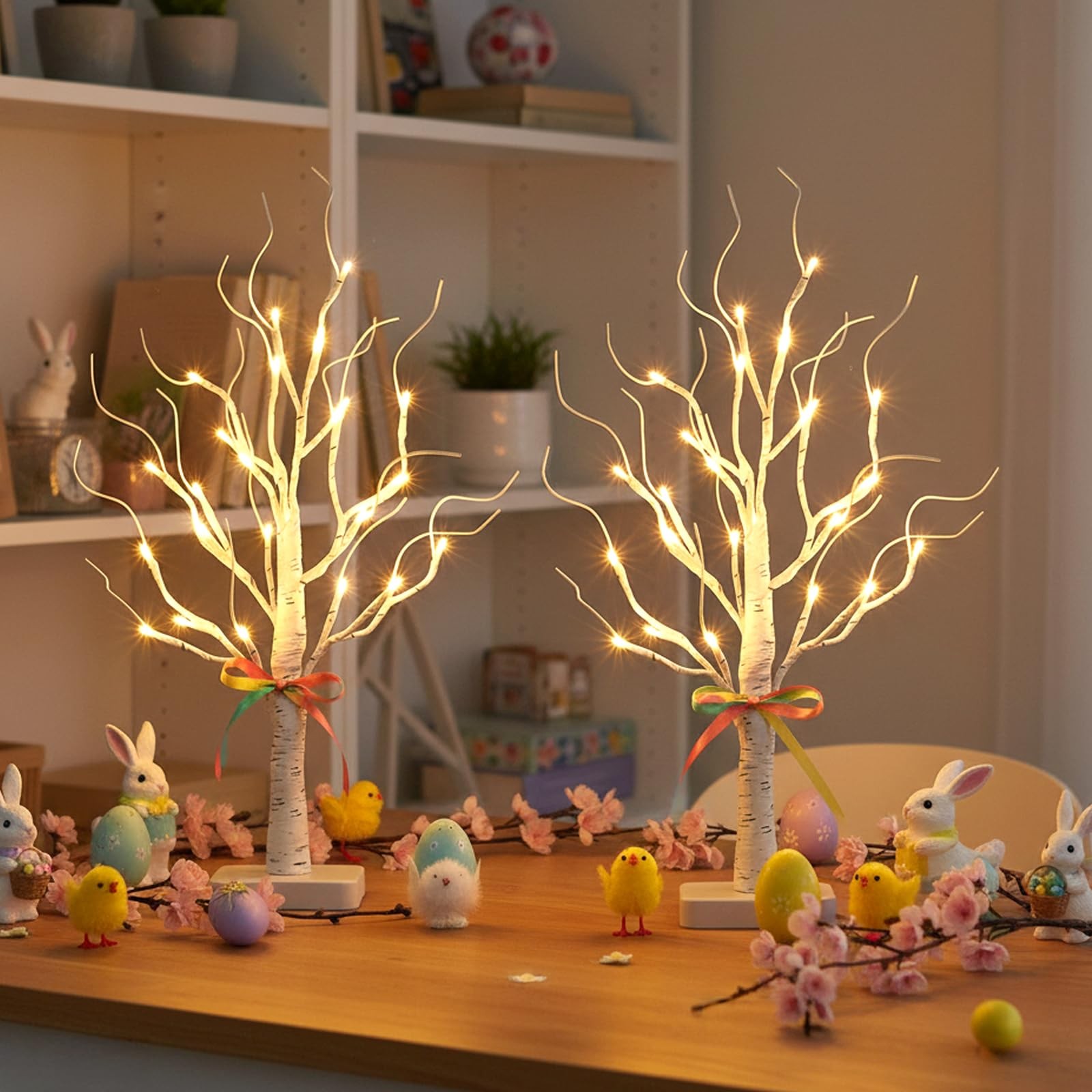 Birch Tree with Led Lights, White Christmas Tree, Lighted Mini Small Artifici…