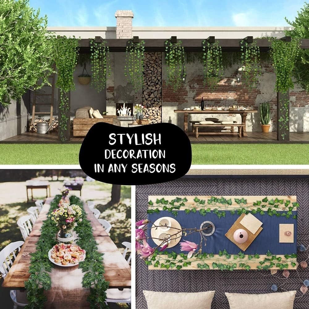 12 PCS 84FT Fake Vines Hanging Plants Backdrop Artificial Ivy Greenery Garland
