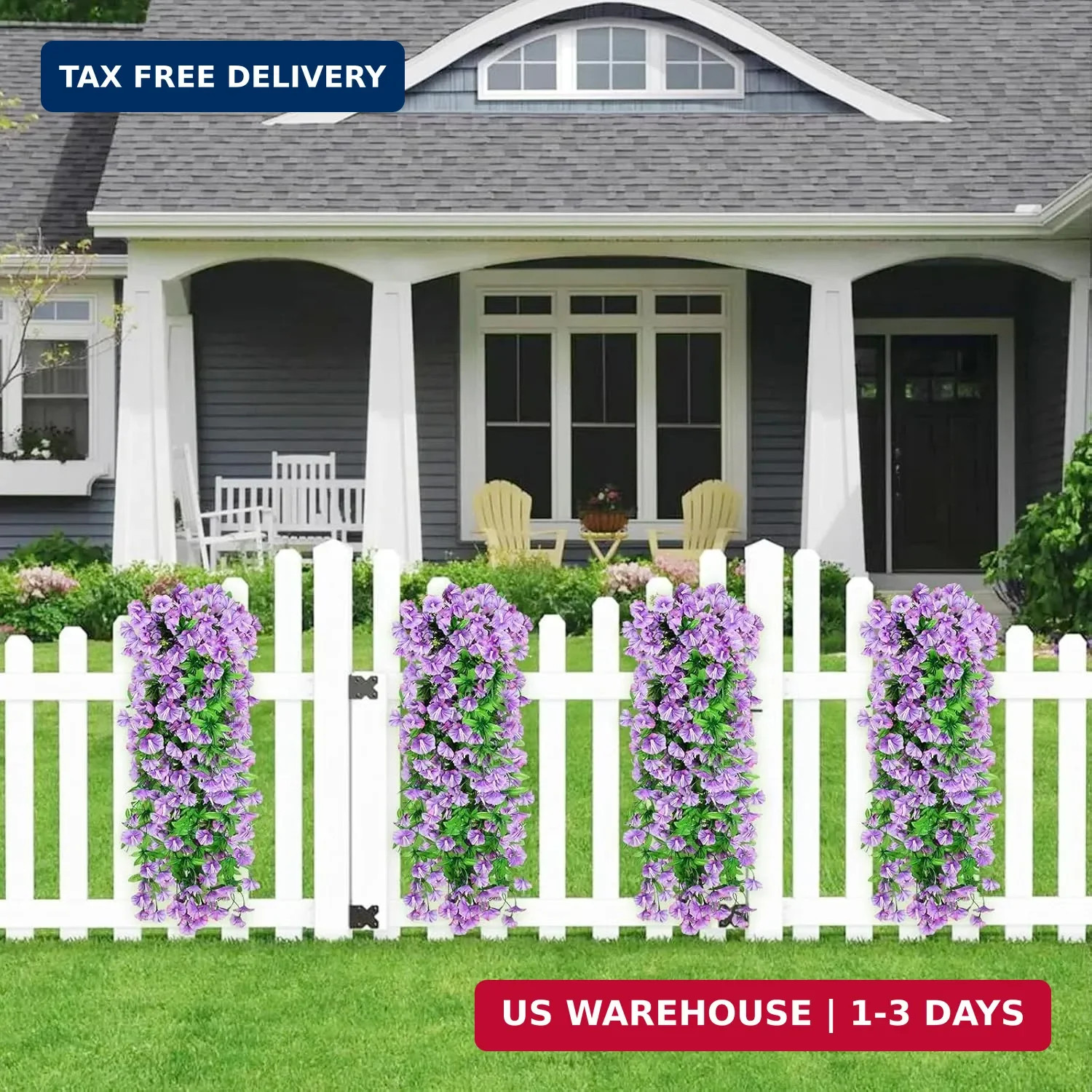 2PCS Artificial Hanging Flowers, 31.5in UV Resistant Morning Glory Vines, Faux W