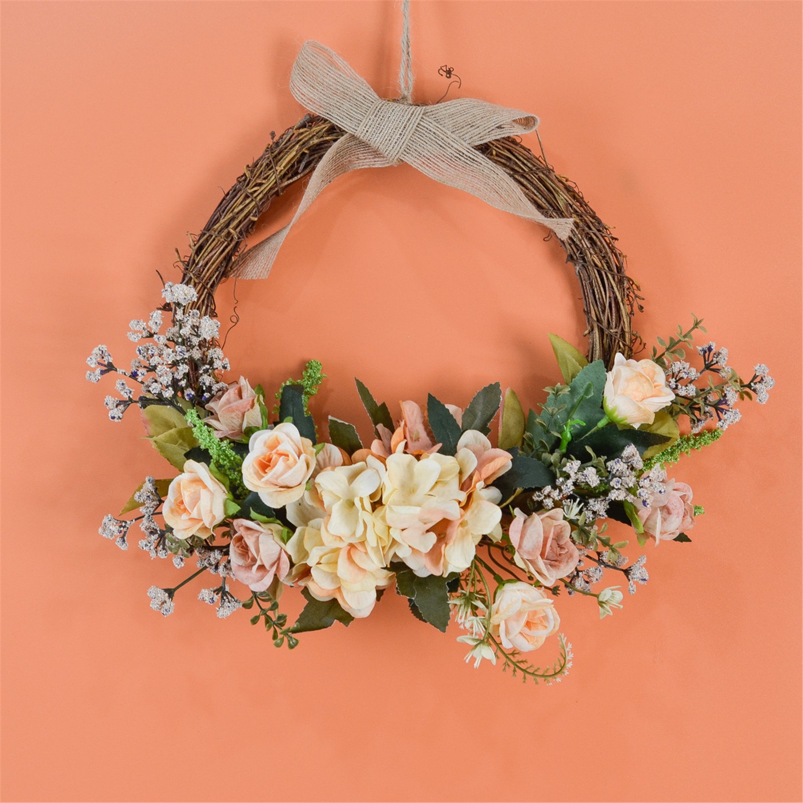 Front Door Garland Rattan Wreath Ornament Decoration Home Hanging Flower Craft