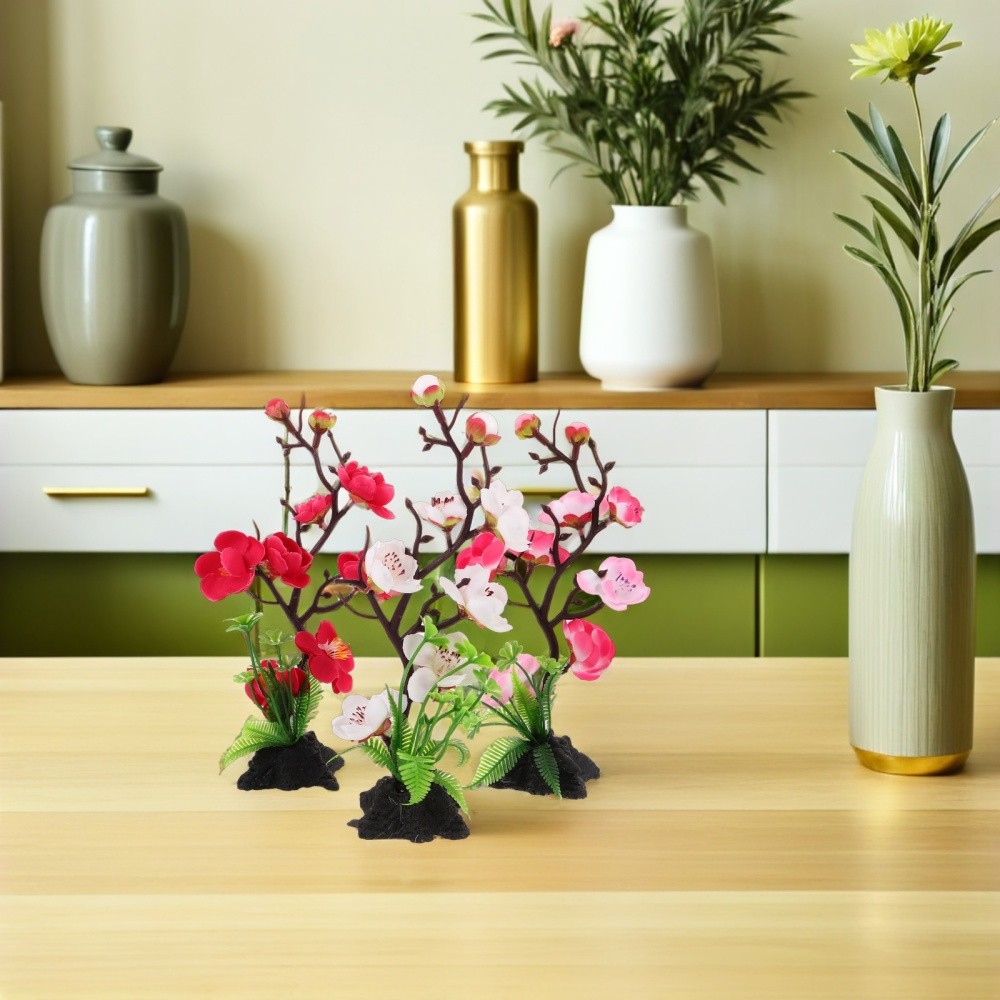 3 Pcs Japanese Decorative Ornaments Fake Flower Dish Artificial Decors