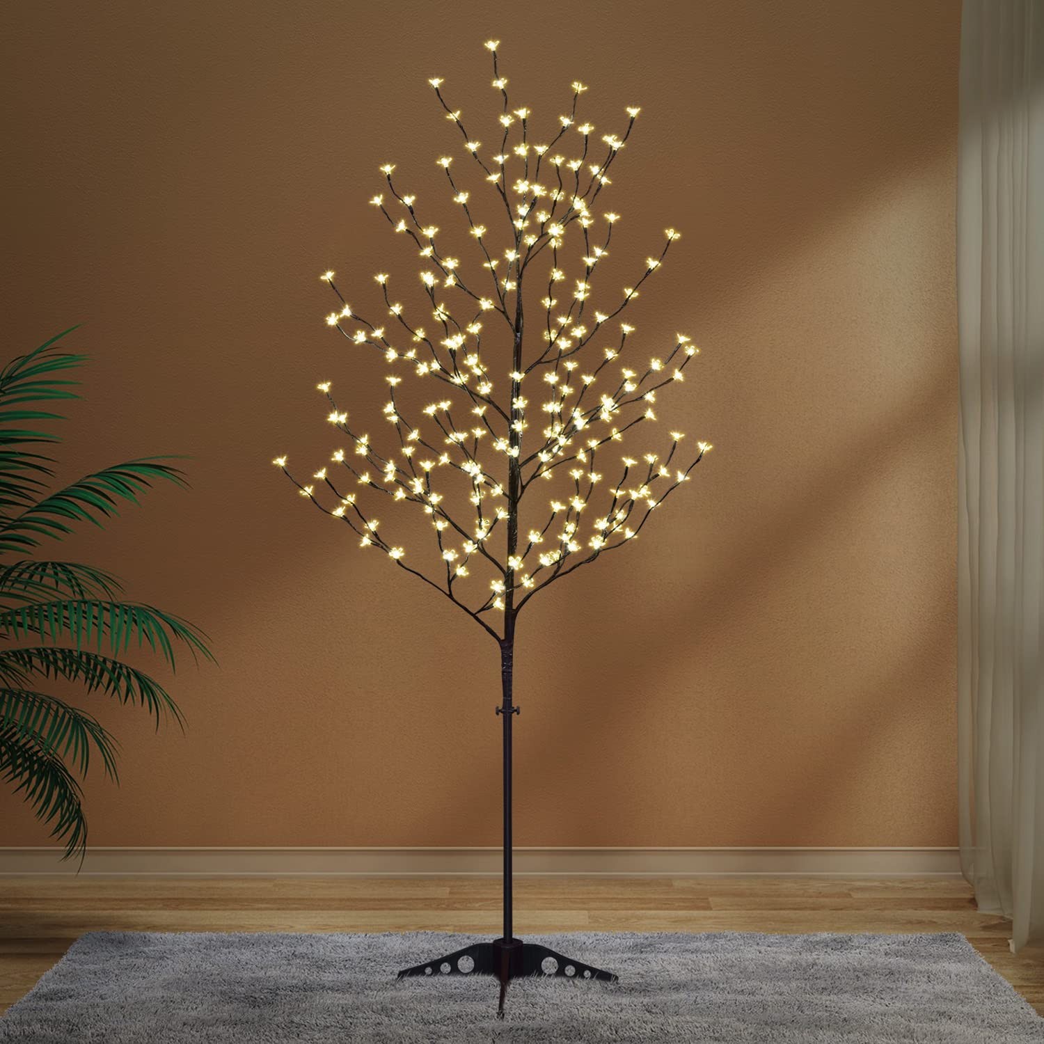 6.5 feet 208L LED Lighted Cherry Blossom Tree, Warm White, Decorate Home Gard…