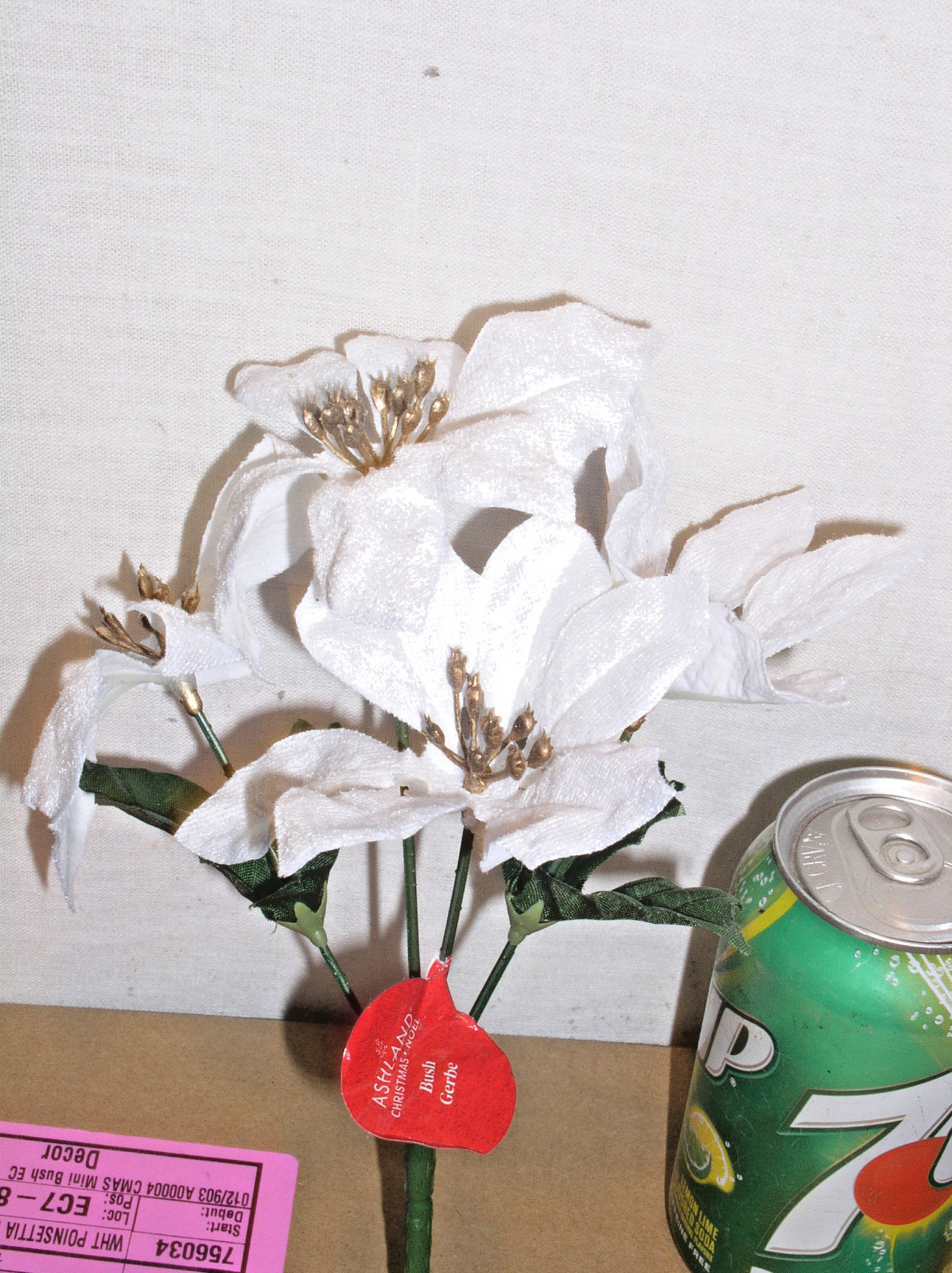 12 NEW ASHLAND CHRISTMAS 9 INCH WHITE POINSETTIA 4 STEM BUSH SILK FLOWER 756034