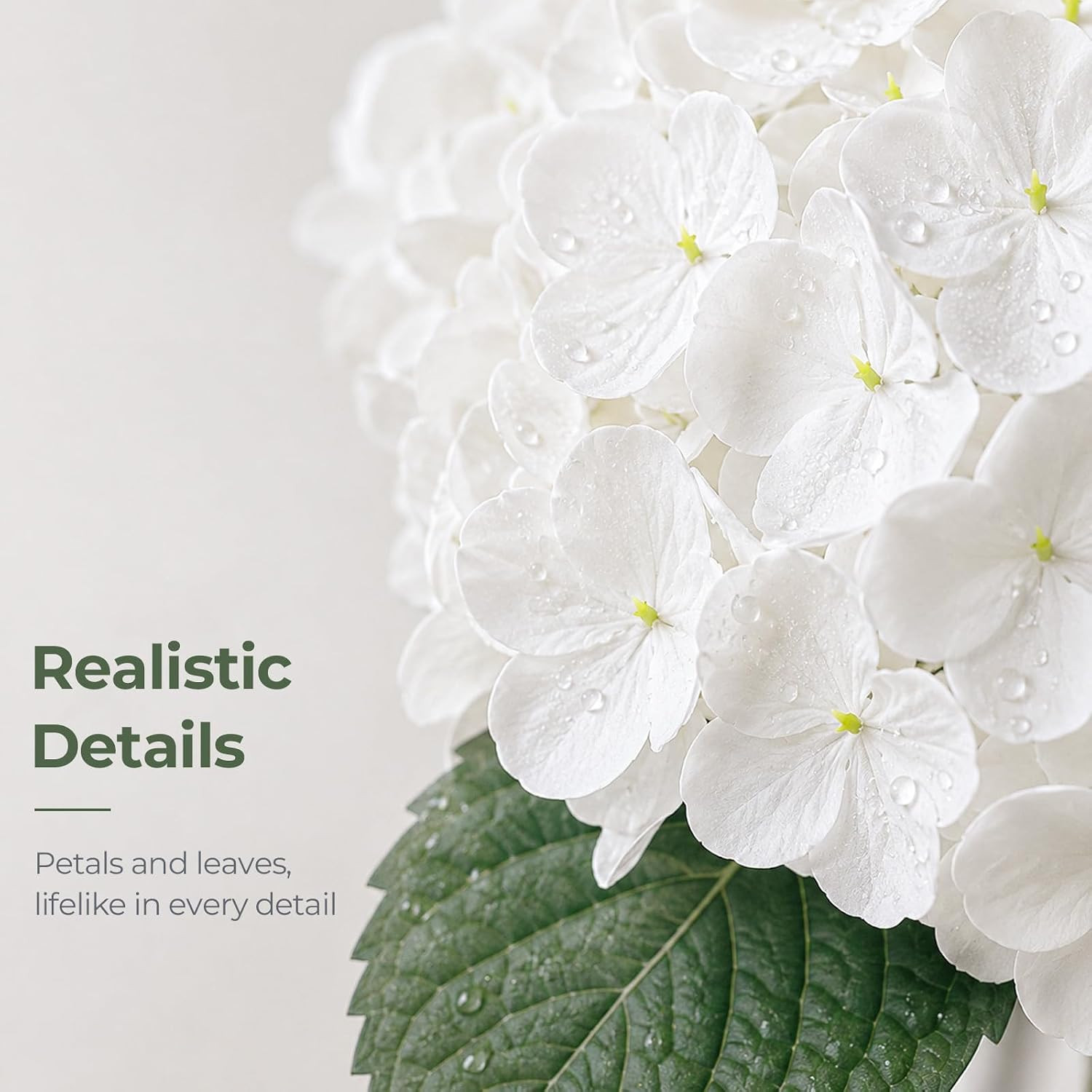 Hydrangea Artificial Flowers in Vase Fake Flowers for Home Decor | White Real To