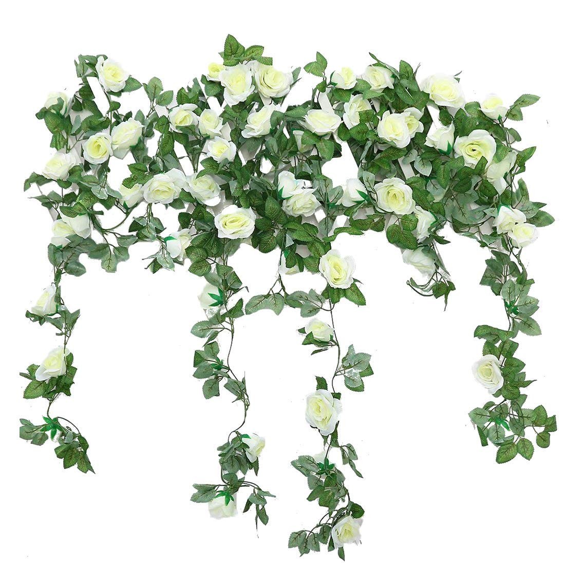 16 FT Fake Rose Vine Garland Artificial Flowers Plants Hanging Rose Ivy Home …
