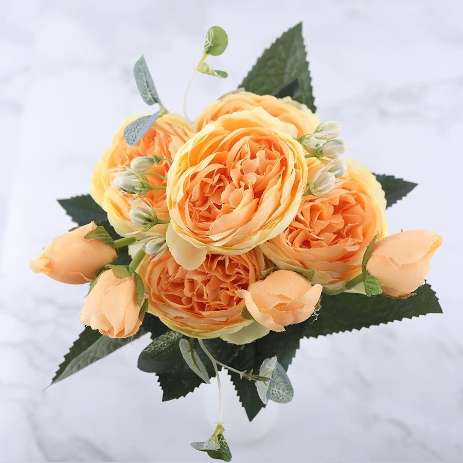 Rose Flowers Bouquet Peony Artificial for Home, Wedding Indoor Decoration