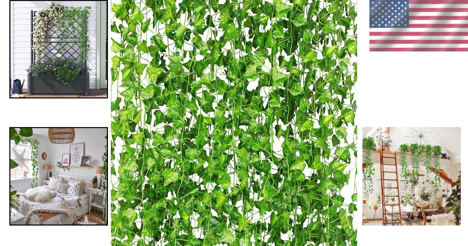 UV Resistant Ivy Garland – 48 Soft Plastic & Silk Vines for Elegant Décor Spaces