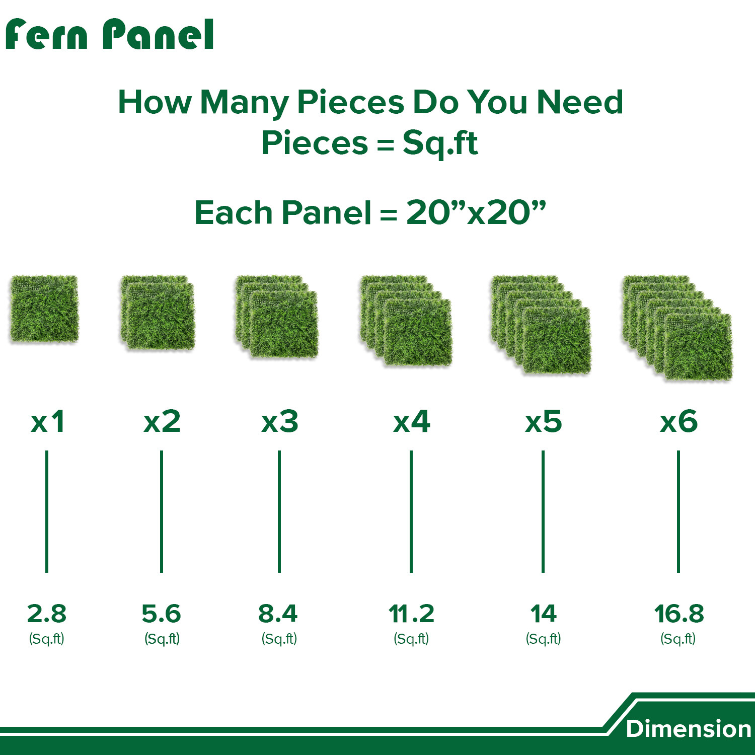 20″ Artificial Faux Fern Leaf Privacy Grass Mats Home Hedge Festival Decor