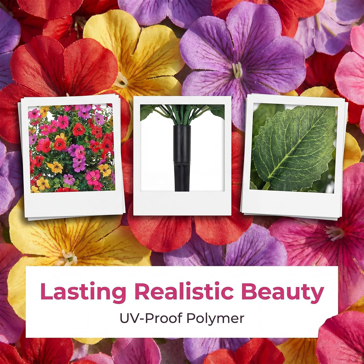 24″ UV Resistant Colorful Faux Flowers for All-Weather Garden Decor