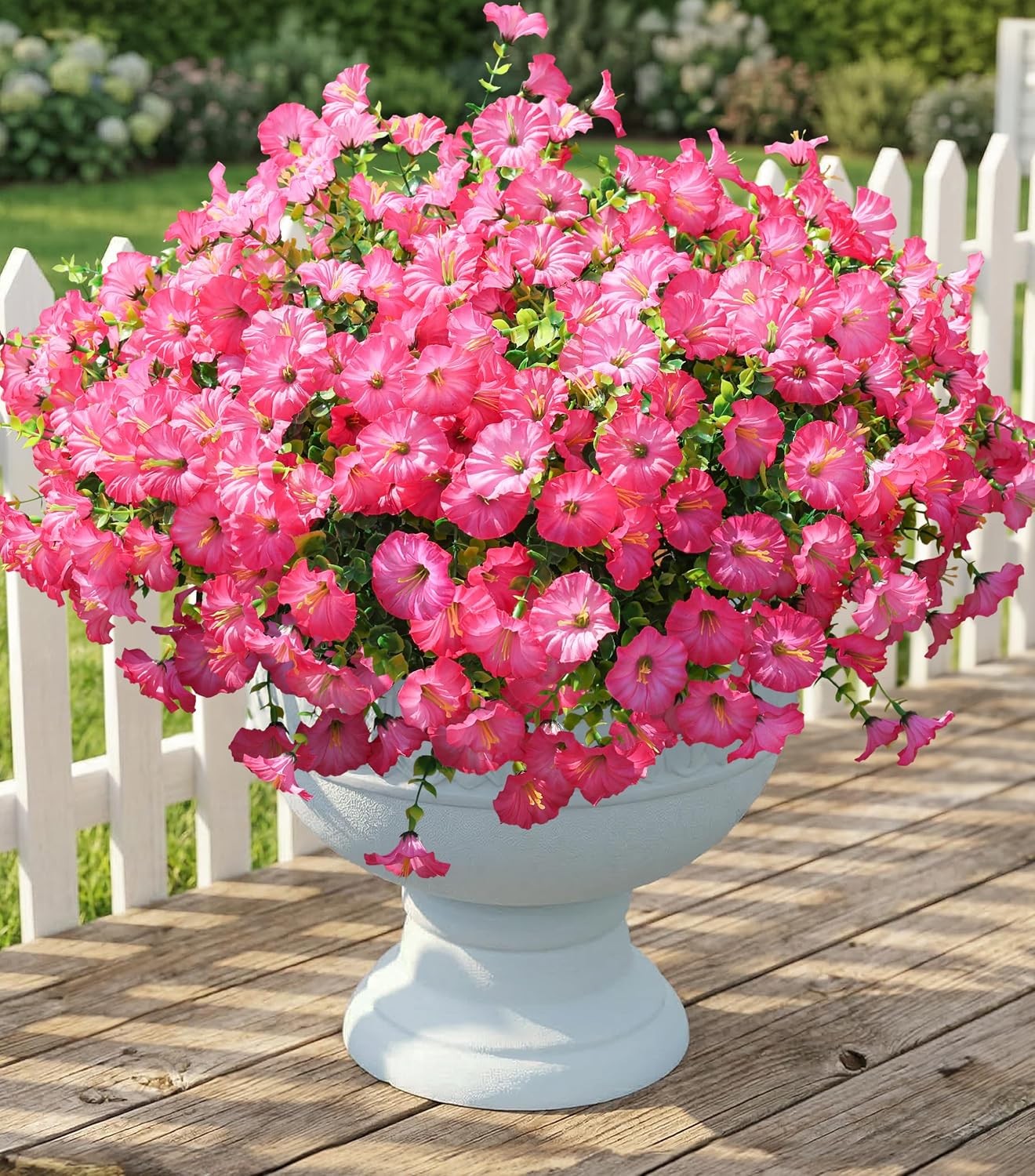 12 Bundles Artificial Morning Glory, Silk Eucalyptus UV Resistant Outdoor Decor
