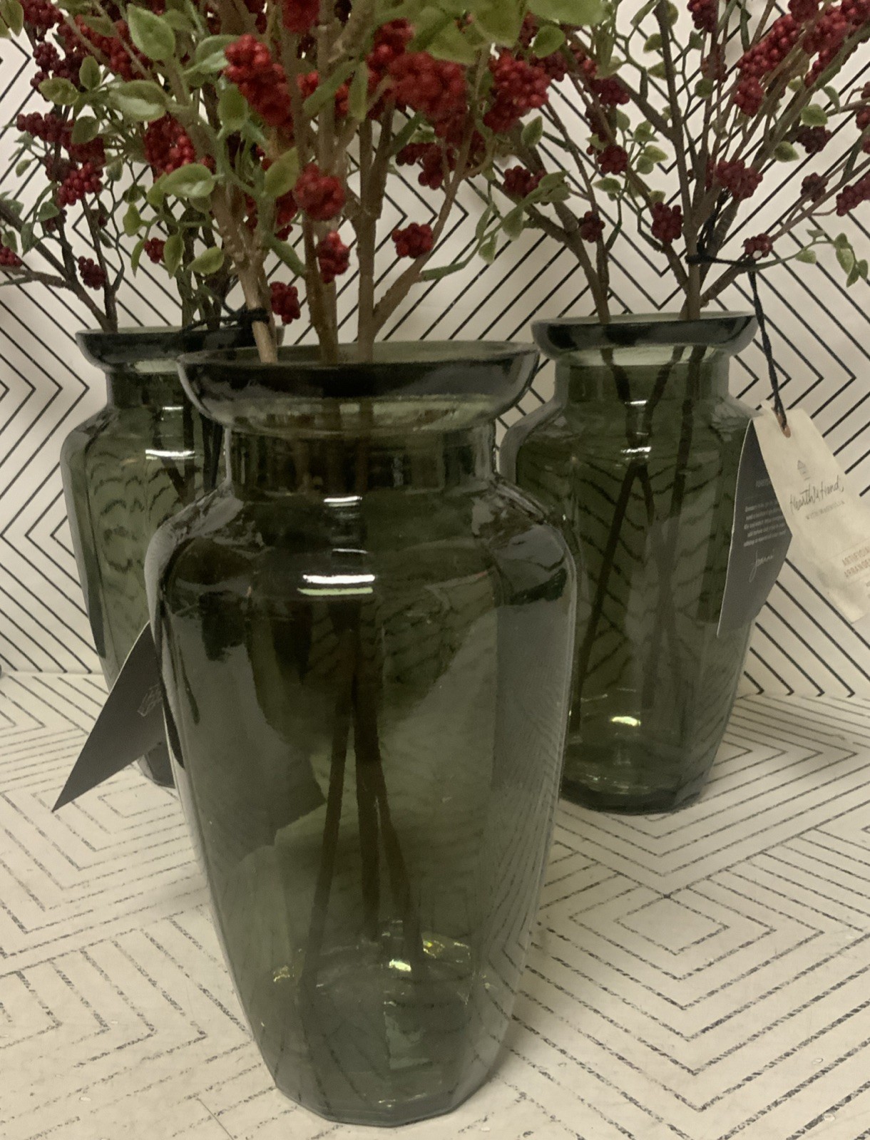 ➿ Heart & Hand Magnolia Artificial Arrangement Red Berries 21.5” H 👉LOT OF 3👈