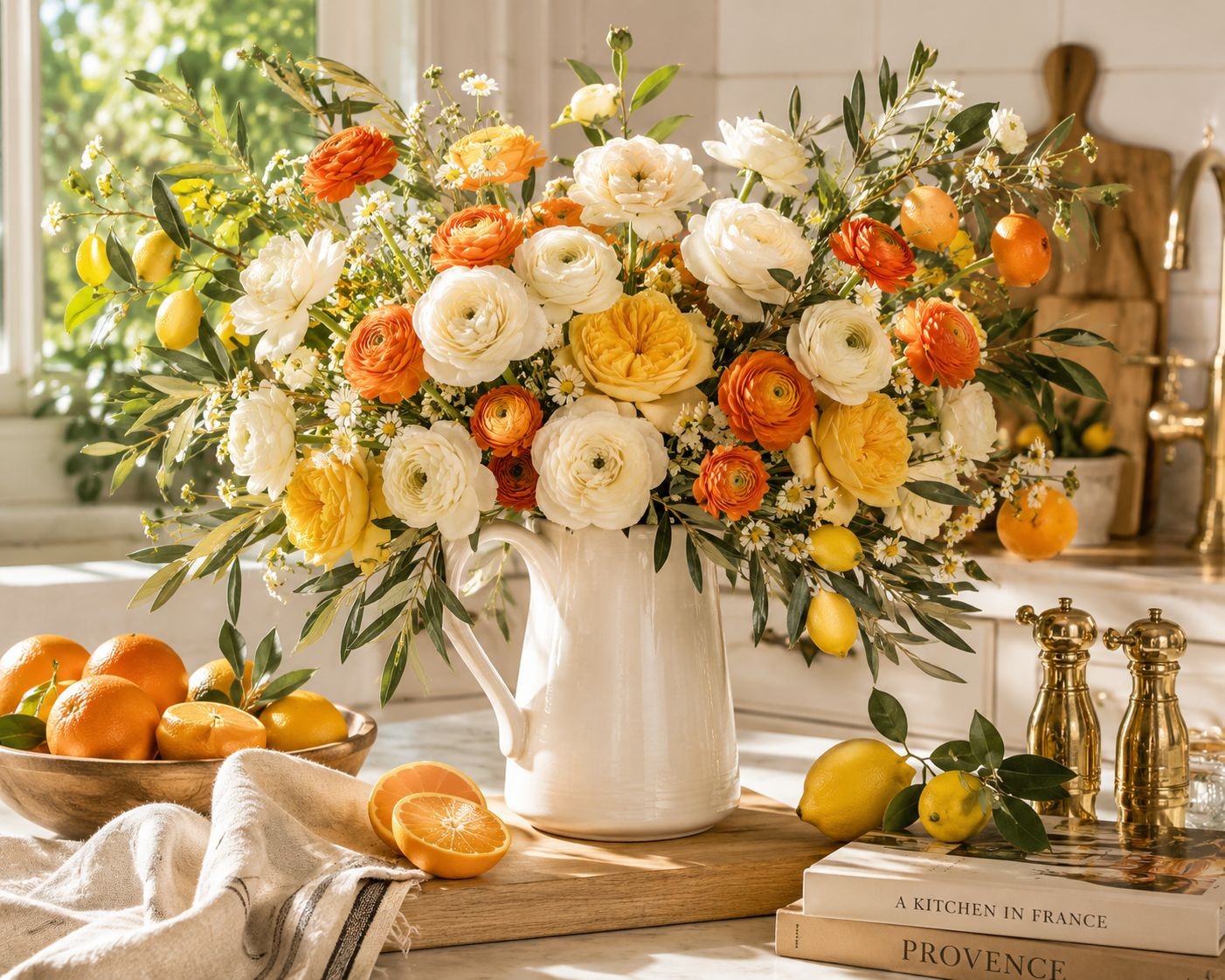 Cream Ranunculus Stems, Faux Ranunculus Flowers, Artificial Flowers, Ivory Flora