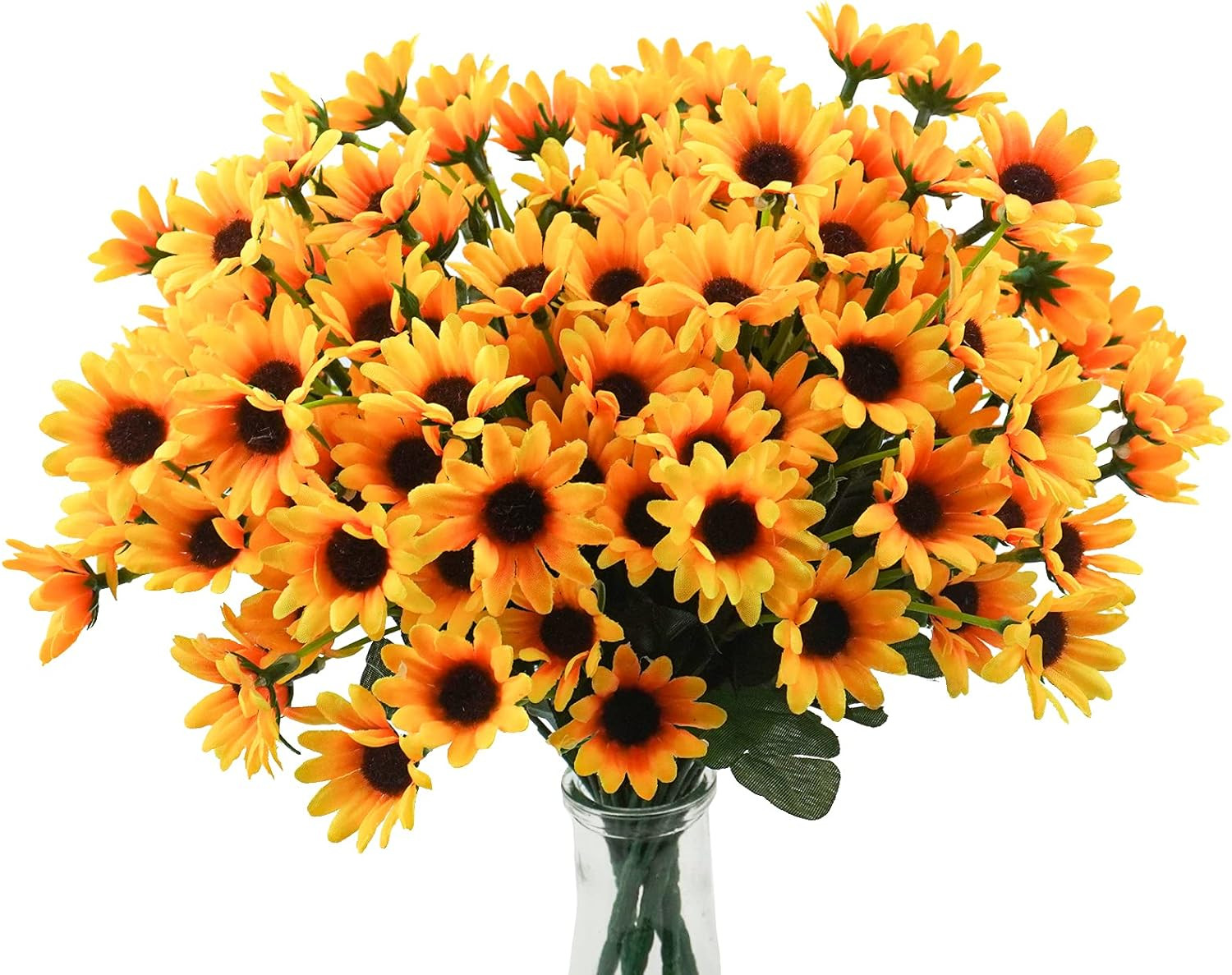 6 Bundles Artificial Sunflowers Daisy Mums UV Resistant for Home Wedding Garden