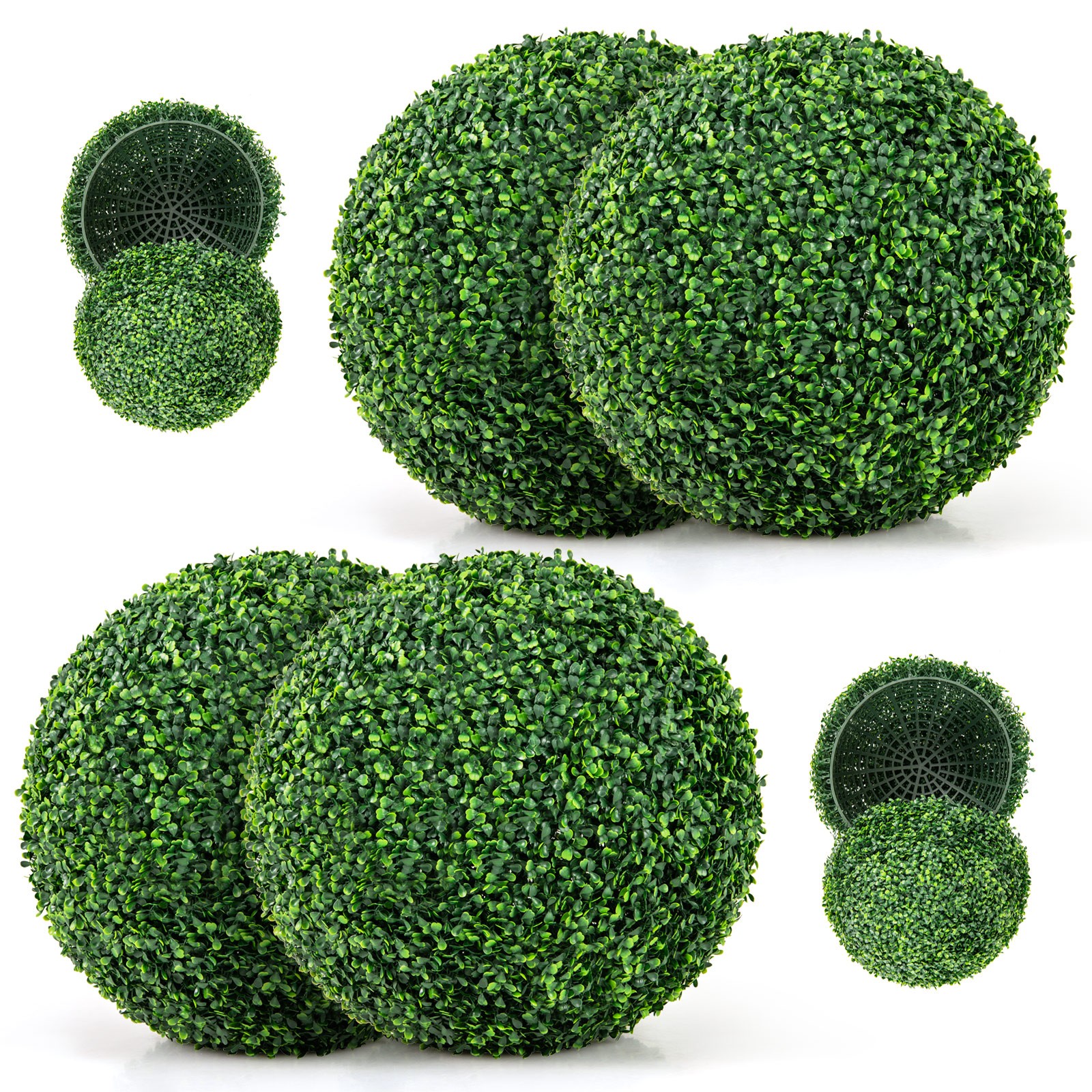 2 Pcs 20 In Artificial Plant Boxwood Topiary Ball Patio Garden Backyard Decor