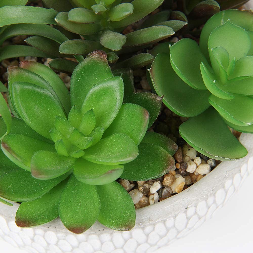 1 PCS Small Assorted Fake Artificial Faux Succulents In Cement Pots Plants