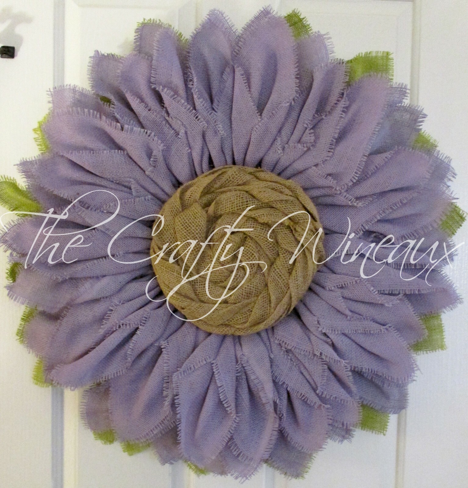 The Crafty Wineaux – Extra Thick 25″ Rich Light Violet Burlap Sunflower Wreath
