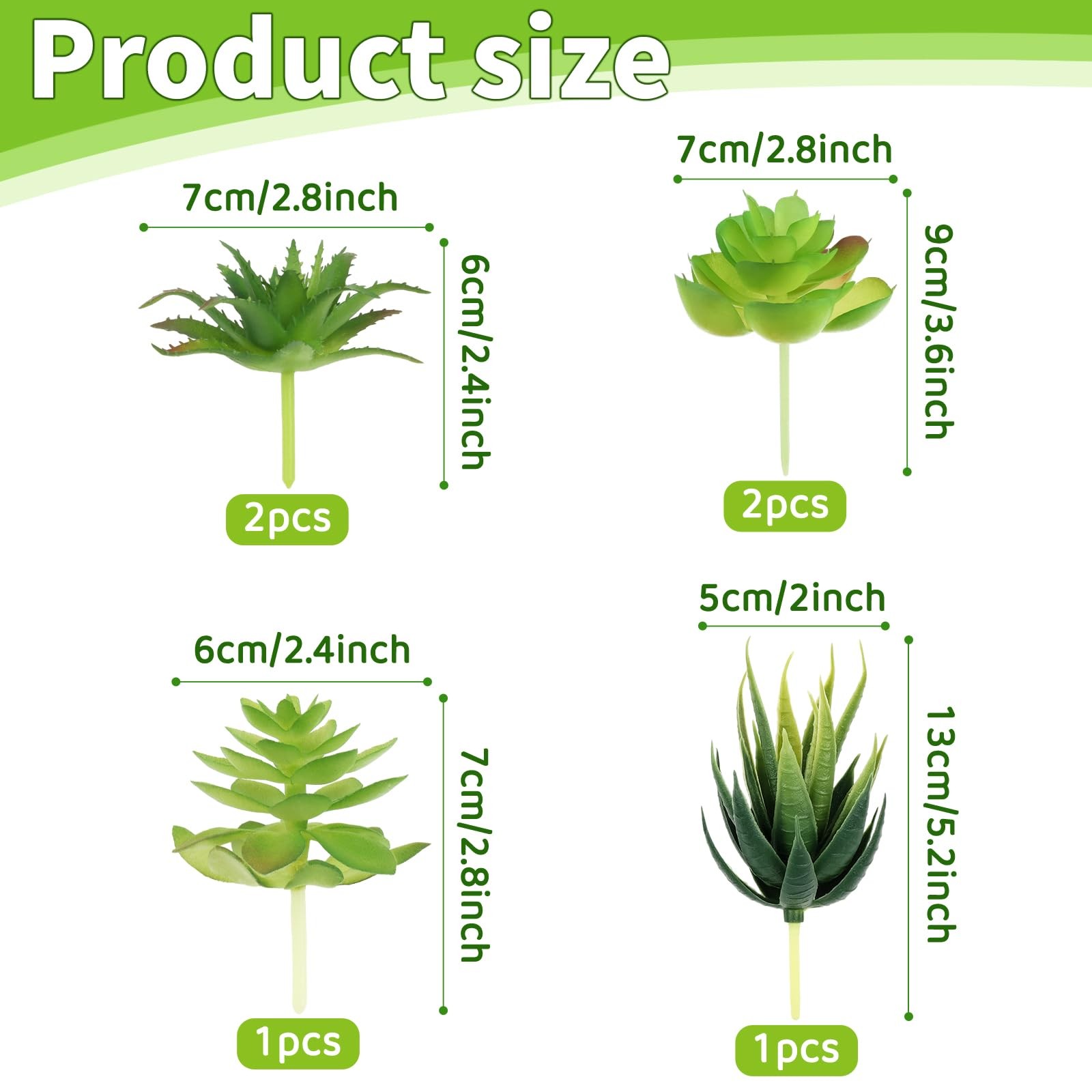 Fake Succulent Plants, 6pcs Mini Green Succulent Plants Faux, Artificial Succ…