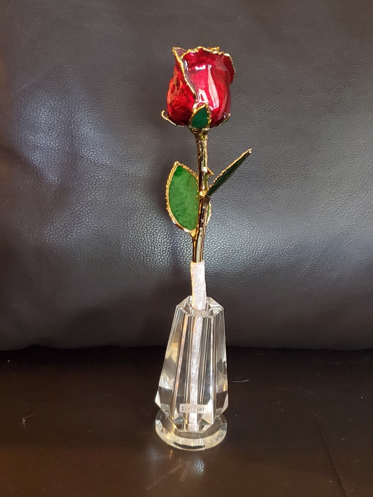 24k Gold Dipped Real Rose (Red) With Vase