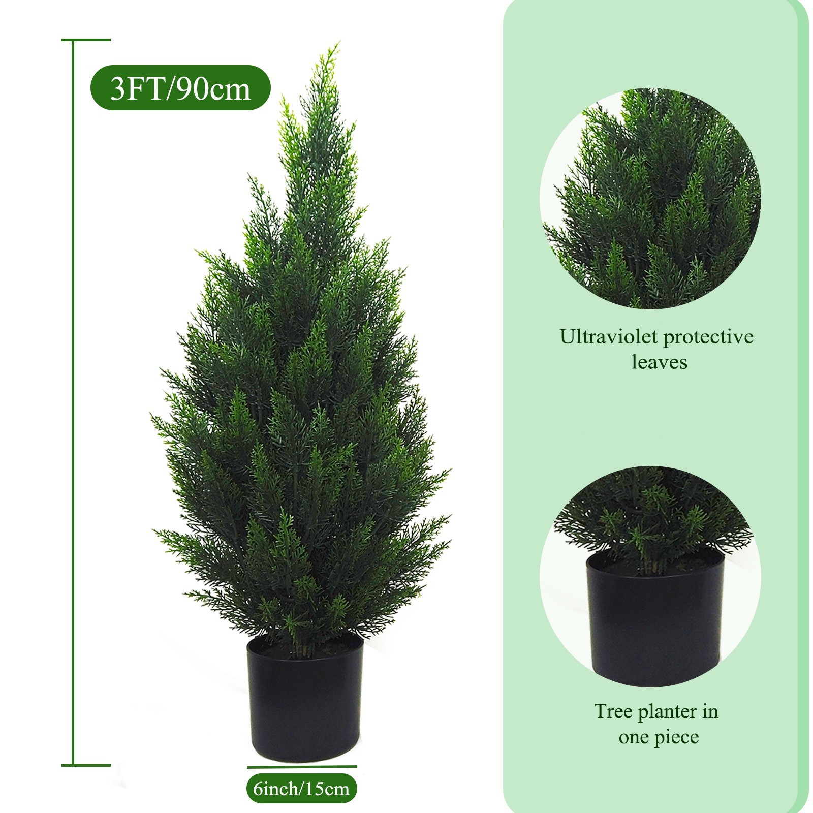 2 Pack 3FT Faux Cypress Trees Realistic Thick Cedar Plant Yard Garden Decor