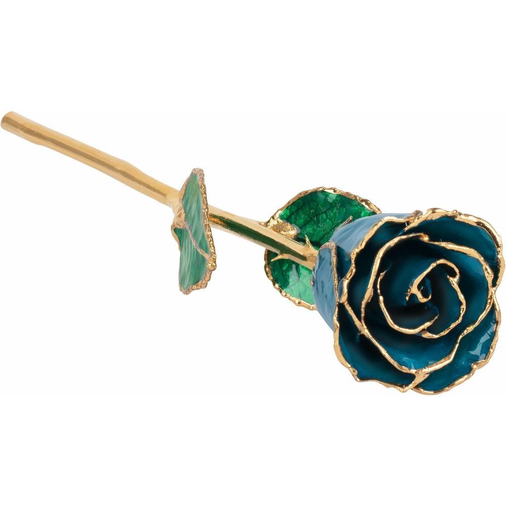 24k Gold Dipped Blue Zircon Lacquer Real Rose Valentine’s Day Holiday Gift