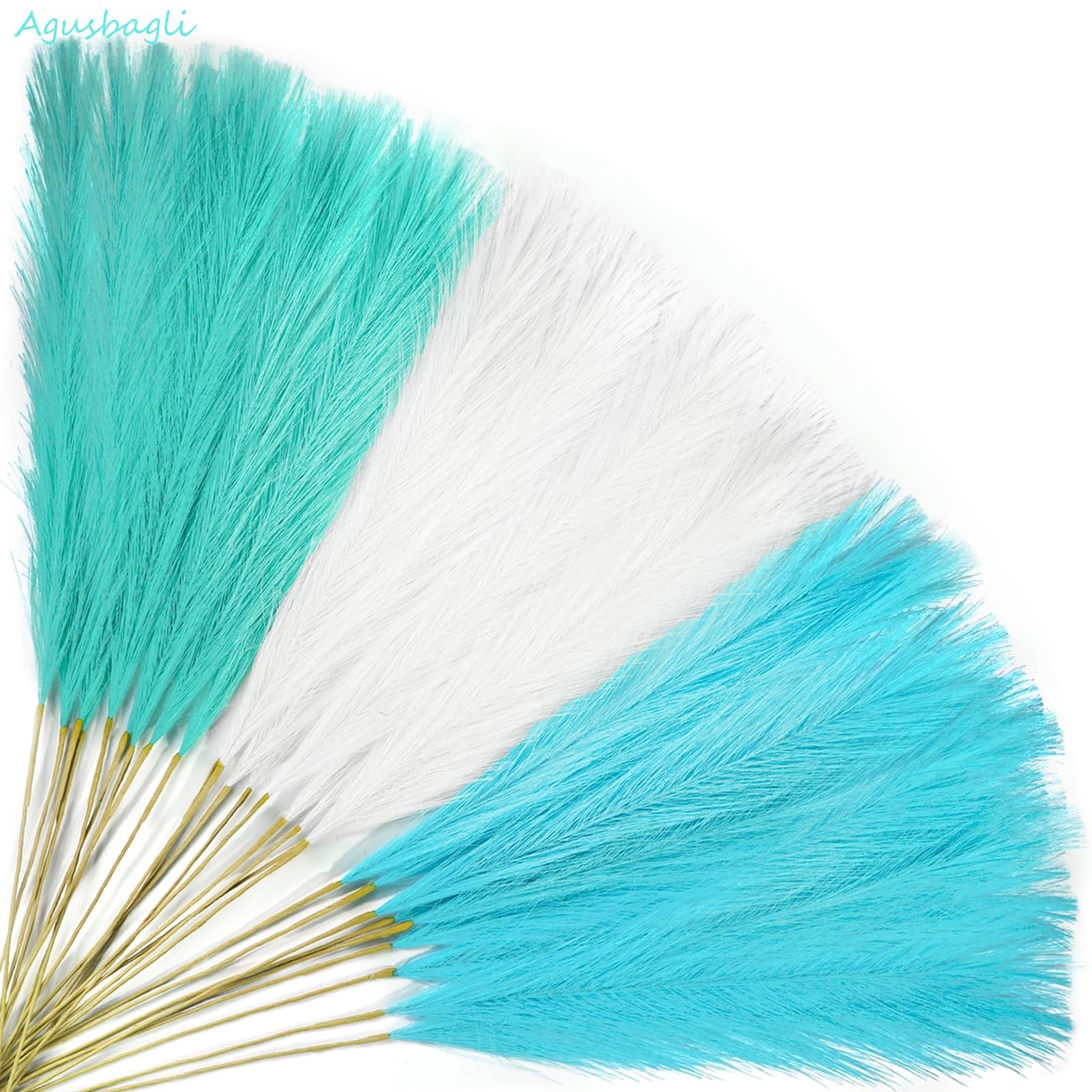 30pcs Light Blue Pampas Grass Decor, 21.5in Fluffy Faux Colored Pampas Grass …