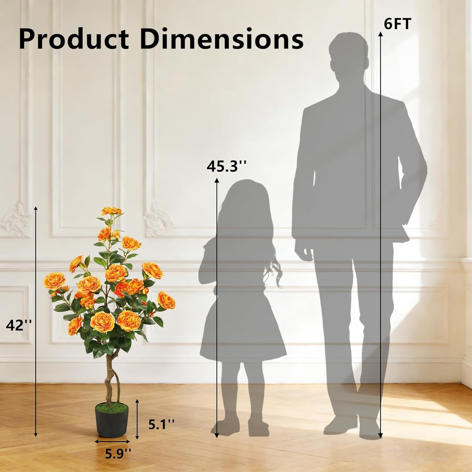 42” Artificial Camellia Tree 2 Pack – Vibrant Faux Flowers for Home Decor