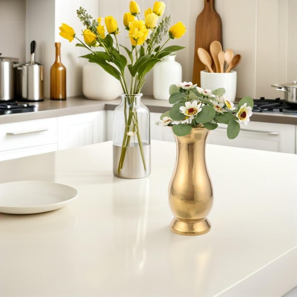 Stainless Steel Modern Vase: Brushed & Polished Bud Vase – Tabletop Minimalist