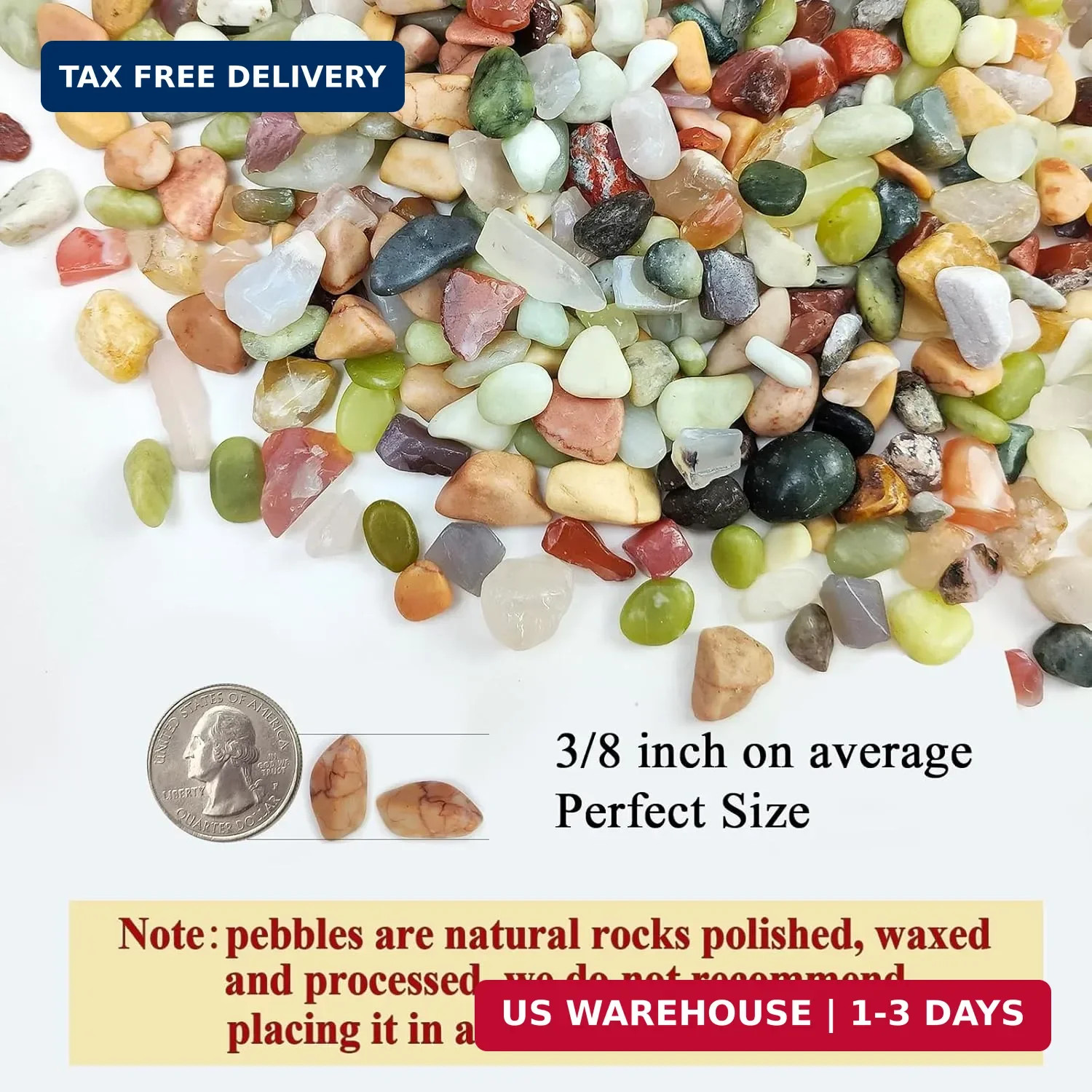 FANTIAN 2 Pounds Pebbles for Plants, 3/8 Inch Succulent Rocks, Decorative Polish