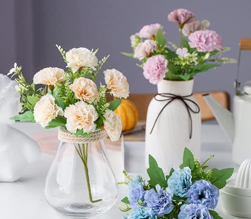 3 Bunches Bouquet of Artificial Silk Flower White Carnations,11“ Bouquet and …
